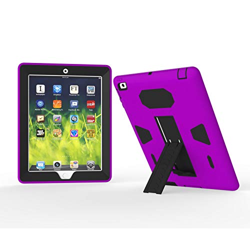Fire HD 8 Kids Case, Coopts Hybrid Full Body 3 Layer Armor Protective Shockproof KickstandCase Cover for All Amazon Fire HD 8.0 inch Tablet (6th Generation, 2016 Release), Purple/Black