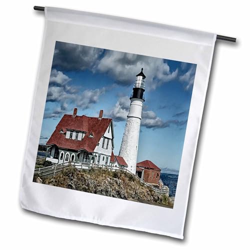 3dRose fl_5712_1 Portland Light House, Garden Flag, 12 by 18-Inch