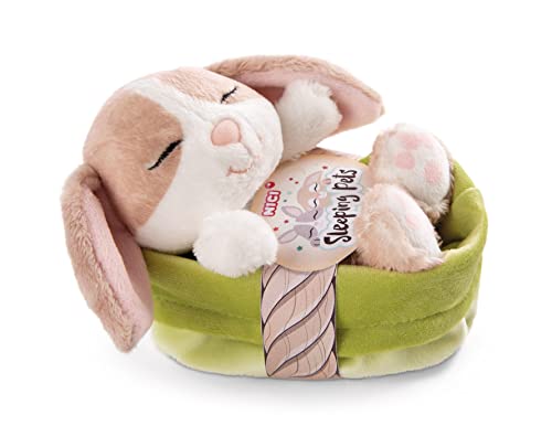 NICI Cuddly Toy Rabbit Cappuccino 12 cm - Soft Plush Toy Cute Plush Toy in Basket for Cuddling and Playing, for Children and Adults, 48709, Great Gift Idea
