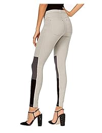 HUE Leggings de mezclilla color block para dama, gris acero