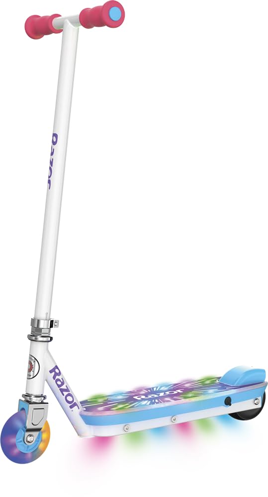 Razor E Party Pop - Kids Electric Scooter for Ages 8+, Max Speeds of 7.5mph, Up to 30 Minutes of Ride Time - White