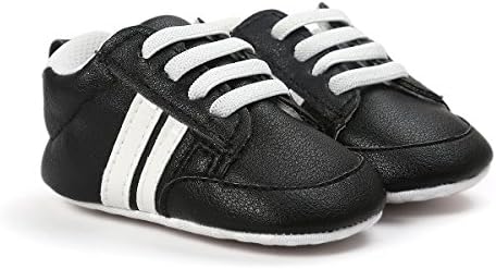 Iversan Moccasins - Soft Sole Leather , Boys and Girls Shoes Soft Sole Anti Slip Prewalker Shoes (L:9-12 Months, Black)