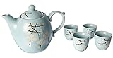 Happy Sales HSTS-LBC11, Japanese Design Light Blue Cherry Blossom Sakura Porcelain Tea Set