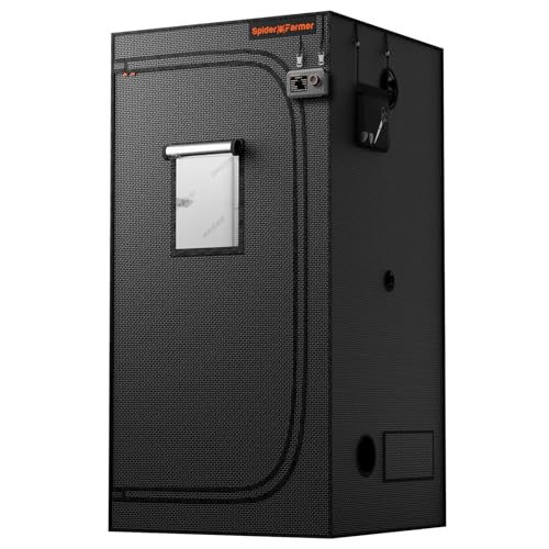 Spider Farmer Growzelt 90x90x180cm für Indoor Lichtdicht und Wasserdicht Anbauzelt Grow Tent Growschrank für Homegrowing Pflanzenzucht Gewächshaus Ind