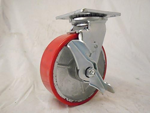 6" X 2" Swivel Caster Heavy Duty Polyurethane Wheel on Steel Hub with Top Lock Brake 1200lb Tool Box