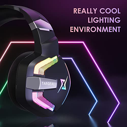 7.1 Stereo Bass Surround Sound Gaming Headset for PS4 PS5 PC Laptop, USB Jack Over Ear Wired Gaming Headphones with Noise Canceling Mic, LED RGB Light,1pcs Free USB Type C Cable Adapter