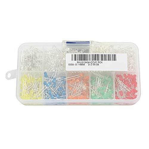 500Pcs 3MM Round Top LED Diode Light White Yellow Red Green Blue Assorted Box DIY Set
