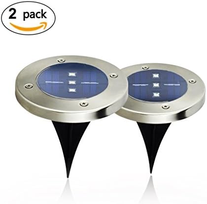 Solar Powered Ground Lights,3LED Solar Path Lights Outdoor Waterproof Solar Garden Landscape Lighting for Yard, Driveway, Lawn, Pathway(Warm White / 2 Pack)