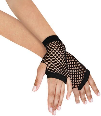 Leegoal Sexy Punk Short Fishnet Fingerless Mesh Gloves, Black