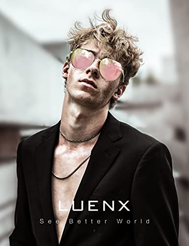 LUENX Women Sunglasses Polygon Round Square Polarized - Gold Frame Gold Temple Mirrored Driving uv 400 Protection 58 MM(Pink)