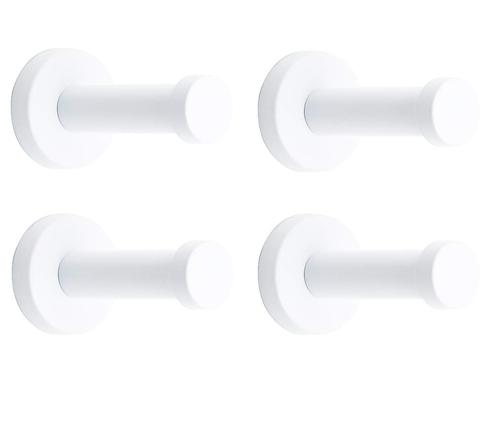 NELXULAS Classic White Stainless Steel Single Super Heavy Duty Wall Mount Hook, Coat Hanger, Bath Towel Hooks (2-4/5", 4 PCS)
