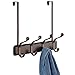 InterDesign York Over Door Storage Rack – Organizer Hooks for Coats, Hats, Robes, Clothes or Towels – 4 Dual Hooks, Two-Tone Bronze