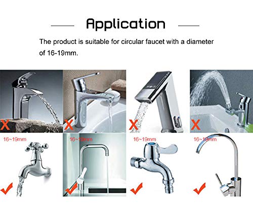 2 Pack Kitchen Water Filter Splash Shower Tap Water Spray Water Saver 360 Rotating Faucet Water Filter Telescopic Water-Saving Nozzle with Filter Faucet Fits Standard Faucets No-Cracking No-Leakage - Thumbnail 4