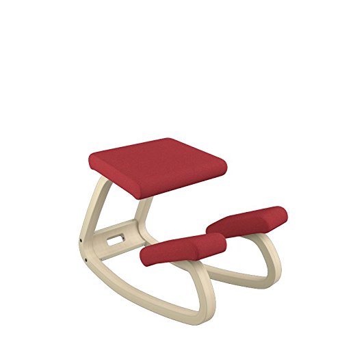 Varier Variable Balans Original Kneeling Chair Designed by Peter Opsvik (Red Revive Fabric with Natural Ash Base) - Thumbnail 3