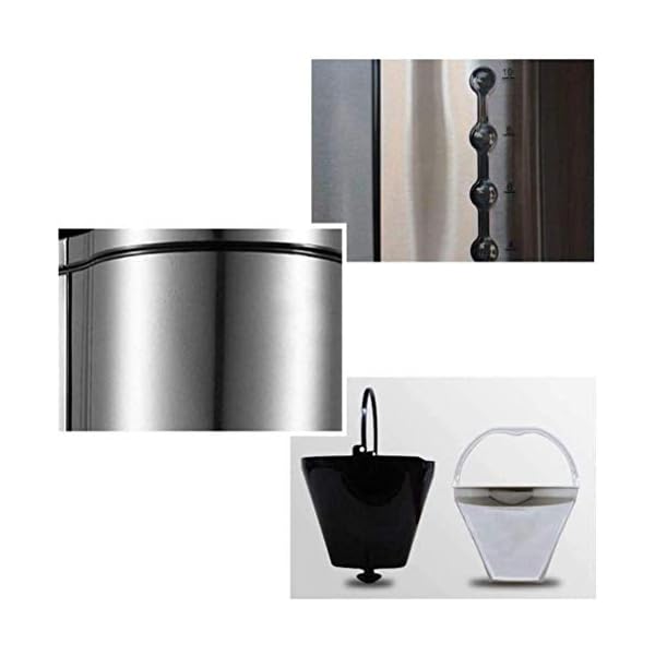 1yess Kaffeemaschine Kaffeemaschine 1,25 L Einfache ON-Taste Steuer Drip Art Haushalts- 1250W Edelstahl for Heim und… – Bild 6