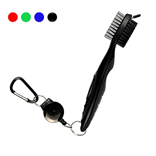 Hsxfl Golf Club Brush with Groove Cleaning Spike, 2 Ft Retractable Cord and Clip.Lightweight and Stylish, Ergonomic Design, Easily Attaches to Golf Bag (Black) - Thumbnail 6