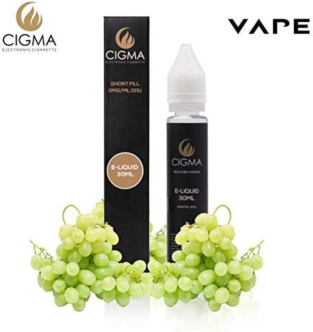 CIGMA Grape 30ml E Liquid 0mg - New Short Fill Bottles - Premium Quality Formula with Only High Grade Ingredients - Made for Electronic Cigarette and E Shisha - Eliquid