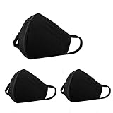 3 Pack Anti Dust Face Mouth Cover Mask Respirator - Dustproof Anti-bacterial Washable - Reusable Comfy Masks - Cotton Germ Protective Breath Healthy Safety Warm Windproof Mask for Man and Woman, Black