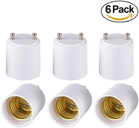 Onite 6 PCS GU24 to E26 E27 Adapter for LED Bulb, Converts your Pin Base Fixture to Standard Screw-in Lamp Socket