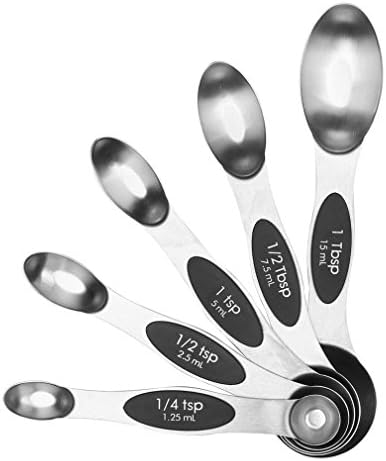 Magnetic Measuring Spoons,Soulover Double Sided Stainless Steel Measuring Spoons (Set of 5) - for Measuring Dry &amp; Liquid Ingredients for Home and Kitchen