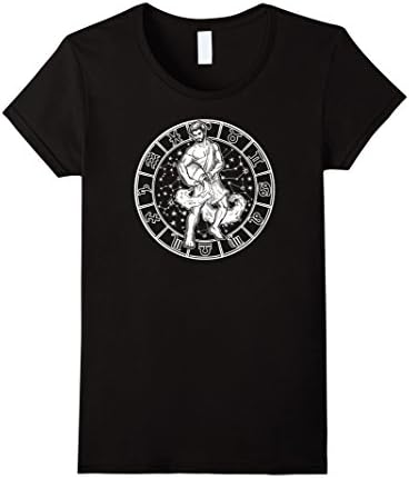 Women's Aquarius Zodiac Star Sign T Shirt XL Black