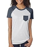Yidarton Women's T-Shirt Casual Short Sleeve Round Neck Blouse Color Block Tops with Pocket