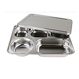 Jasni Stainless Steel Bento Box, Divided Dinner Trays With Cover, 1 Set - 5 Sections