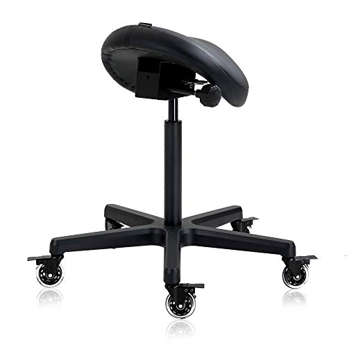 DR.LOMILOMI Premium Tall Ergonomic Saddle Swivel Rolling Hydraulic Height Adjustable Stool Chair with Lockable Wheels for Clinic Surgeons Spas Beauty Salon Dentist Home Office