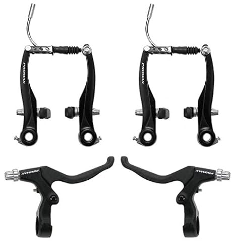 Promax V-Brake Schwarz Satz HR und VR mit Bremshebel Felgenbremse Bremse Set