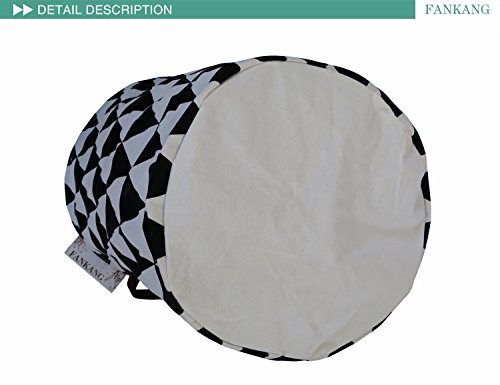 FANKANG Storage Bins, Nursery Hamper Canvas Laundry Basket Foldable with Waterproof PE Coating Large Storage Baskets for Kids Boys and Girls, Office, Bedroom, Clothes,Toys(Black Rhombus) - Thumbnail 7