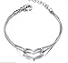 GCIYAEN New 925 Sterling Silver Heart Love Bracelet Silver Chain Lady Women Jewelry Gift (As Shown)
