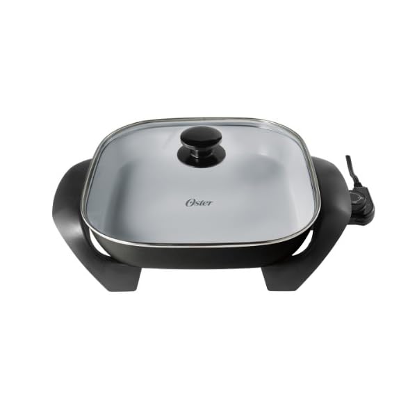 Oster Titanium Infused DuraCeramic Electric Skillet, 12 Inch, Square