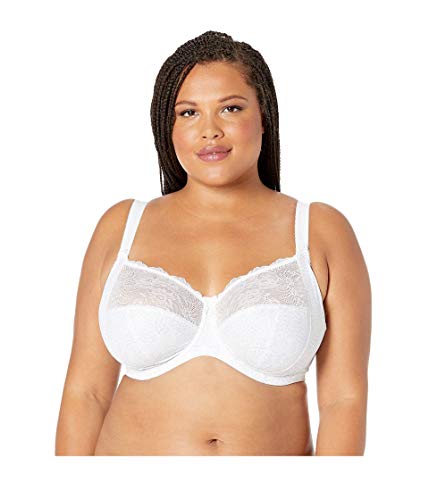 Elomi Women's Plus Size Morgan Banded Underwire Stretch Lace Bra, White, 36G