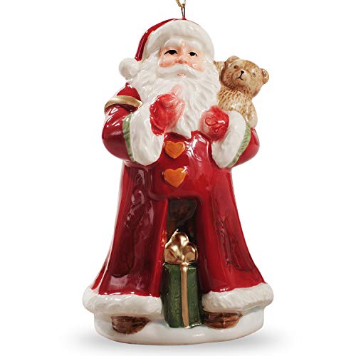 Minigift Ceramic Christmas Bell Ornament,Jingle Bell,Home Décor with Santa Claus Design