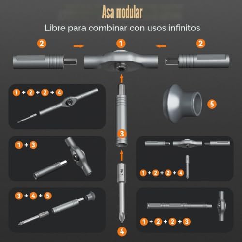 Conjunto de chave de fendas trançada de 66 polegadas e 1, pega destacável, cabeça de 6,2°, brocas de aço S2 combináveis, kit portátil para mobiliário, computadores, bicicletas, bricolage