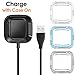 EZCO Compatible with Fitbit Versa Case Plus Charger [3+1 Pack], Exclusive Charging Dock Stand (Can Charge Case On) + Soft TPU Protector Case Bumper for Versa Smart Watch