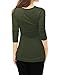 Allegra K Women's Cowl Neck Tops Long Sleeve Buttons Decor Tuinc Shirts Ruched Top Medium Green