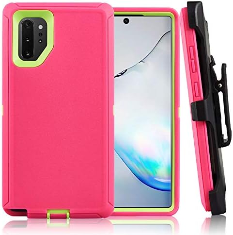 Samsung Galaxy Note 10 Plus Case CASESTRO Rugged Series Full Cover Heavy Duty Defender Armor 360 Protection [Shock Proof] with Belt Clip Holster and Kickstand for Samsung Galaxy Note 10+ (Pink Lime)