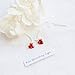A&C Fashion Korean Version Red Rhinestones Heart Earrings for Women. Unique Handmade Earrings Jewelry for Girl. (Silver Color)