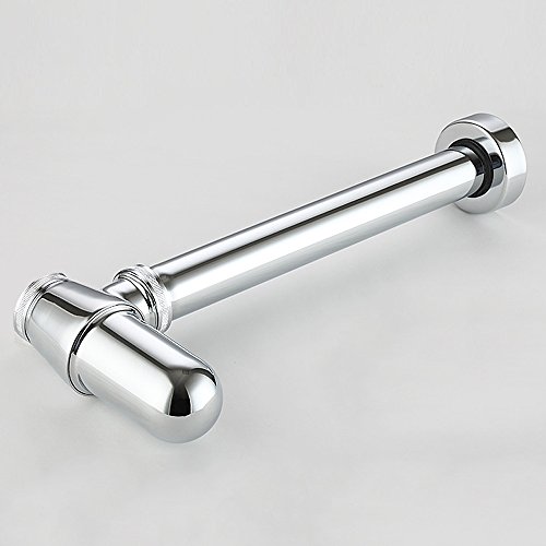 Gimify Bathroom Sink Round Bottle Trap, Zinc Alloy Bottle Waste Trap Drain Kit P-TRAP Tube and Pop Up Drain Stopper with Overflow Chrome