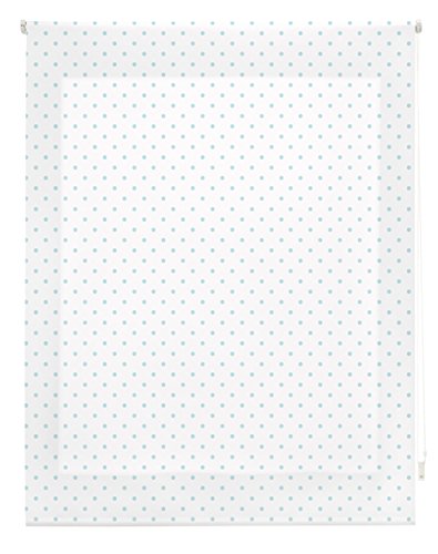 Blindecor Store Enrouleur en Tissu Blanc avec Rayures Turquoise 100 x 180 cm