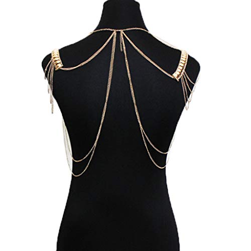 MineSign Body Chain Jewelry for Women Shoulder Chain Tassels Harness Necklace Gold