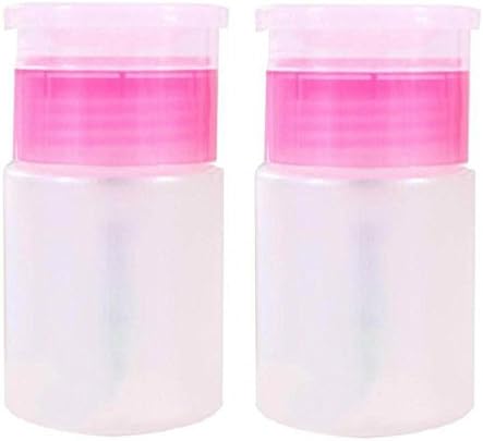 Liquid Pump Dispenser Bottle for Nail Polish Remover, Facial Toner, or Alcohol 60ml x 2, Random (Black / Pink / White)