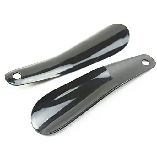 2 Pcs Shoe Horn Black Plastic Shoe Horn Strong Flexible Travel Small Short Easy Hook Hole Hoe Horn Lifter Small by OBANGONG - Thumbnail 2