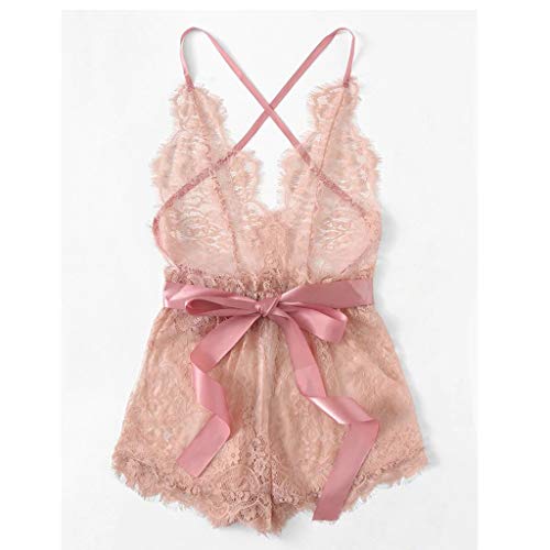 image for Emimarol Women Lace Eyelash Teddy Bodysuit for Women One Piece Flower 