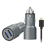 Quick Charge 2.0, JDB 36W Dual Quick Charge 2.0 USB Ports Quick Car Charger & 3Ft Micro USB Cable for Samsung Adaptive Fast Charging, LG, Nexus, Motorola, iPhone and more