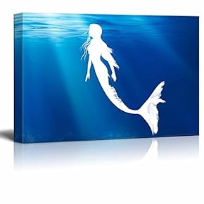 Canvas Wall Art - A Swimming Mermaid - Gallery Wrap Modern Home Art | Ready to Hang - 12x18 inches