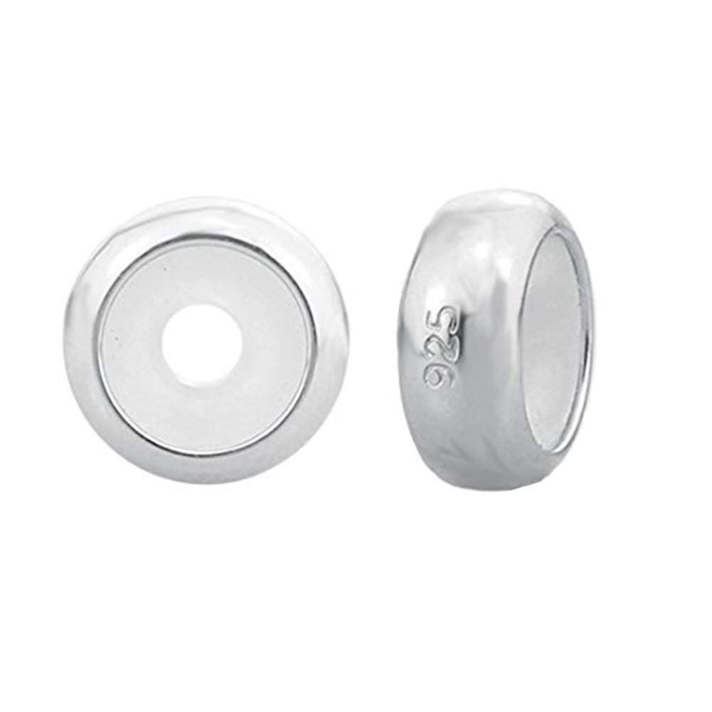 925 Sterling Silver Clip Stopper Charms Rondelle Spacer Bead for Pandora Charm Bracelets (Silver)