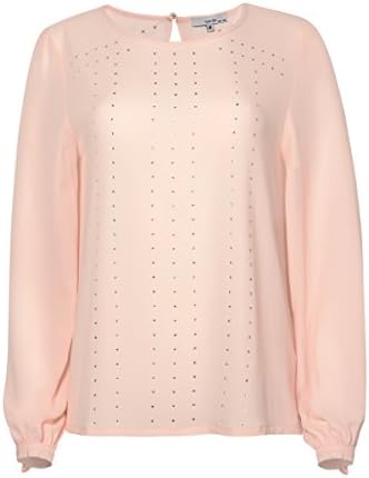 True Life NY Long Sleeve Rhinestone Applique Top (X-Large, Blush)