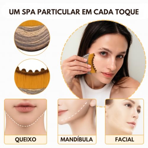 Escova Lifting Facial para Drenagem – Massageador de Contorno, Estimula Circulação, Reduz Inchaço e Modela Queixo & Mandíbula – Design Ergonômico, Cerdas Ultra Macias, Uso Diário ou Spa